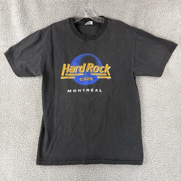 Vintage Hard Rock Cafe Montreal Single Stitch Black Graphic T-Shirt Mens Medium - Picture 1 of 6